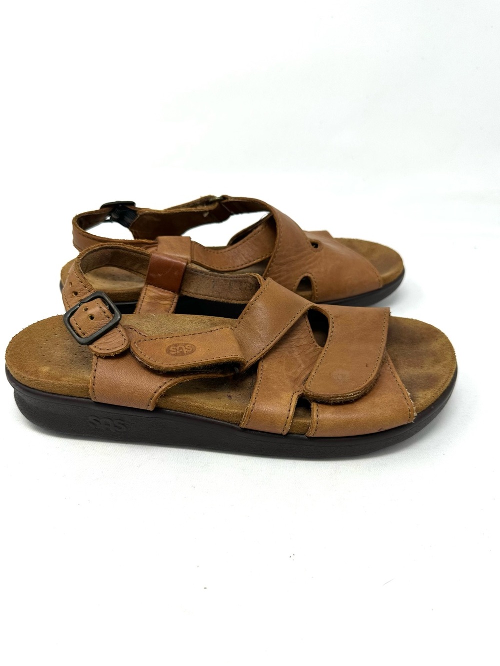 SAS Tripad Comfort Brown Leather Adjustable Strap Sandals Women Sz 7 - Picture 3 of 10